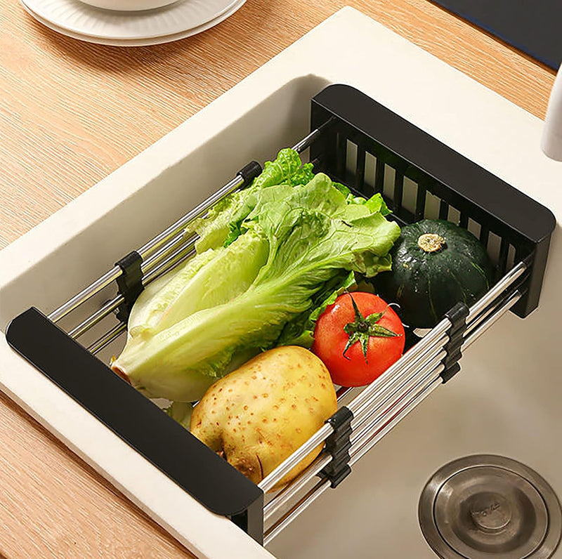 Retractable Stainless Steel Dish Drainer – Adjustable Over Sink Drying Rack