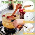 Stripped Glass Pot With Long Wooden Handle & Glass Lid