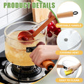 Glass Pot With Long Wooden Handle & Glass Lid