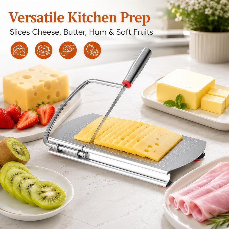 Stainless Steel Cheese Slicer Board with Grid Markings