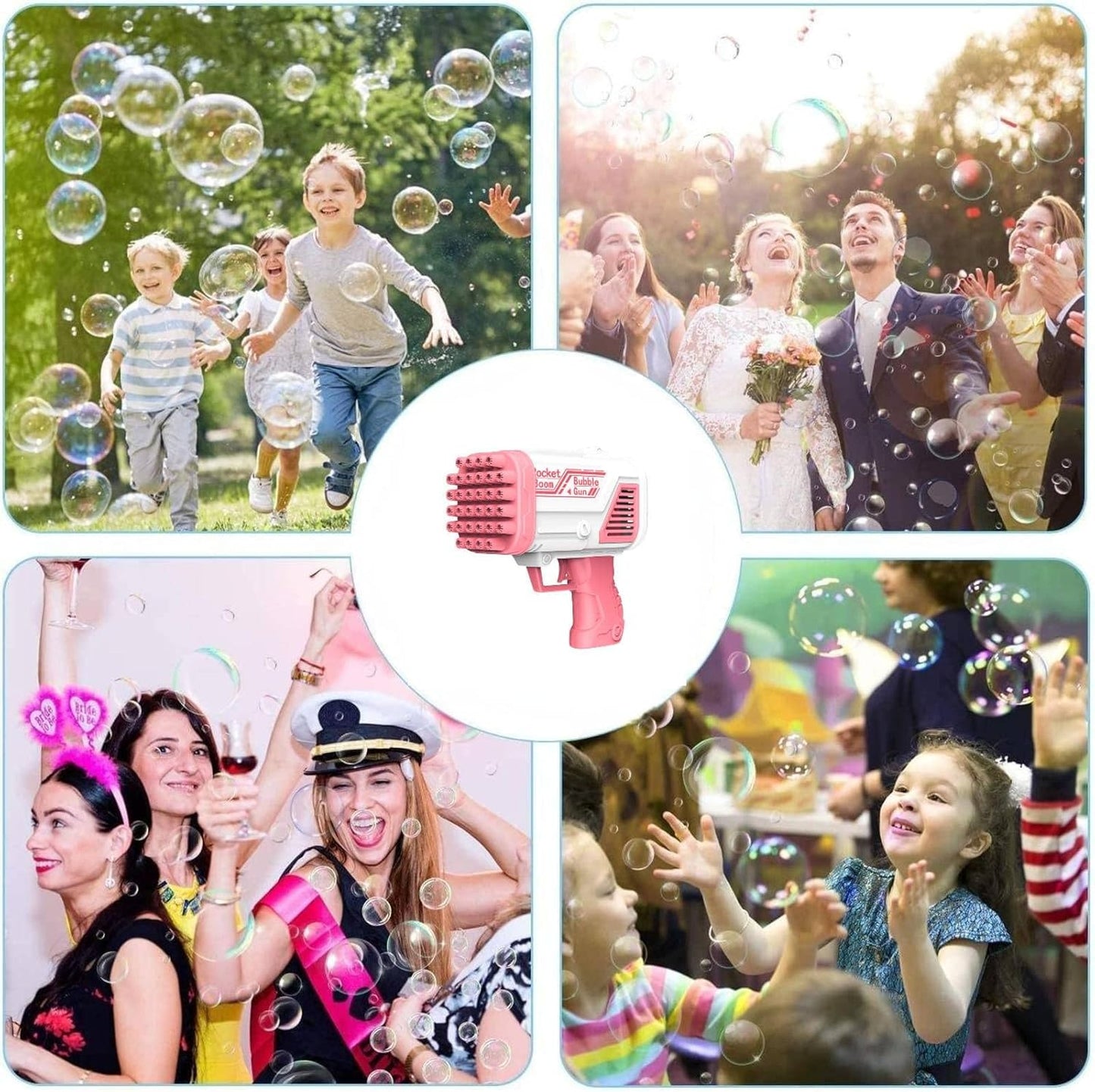 32 Holes Bubble Gun, Bubble Machine for Kids