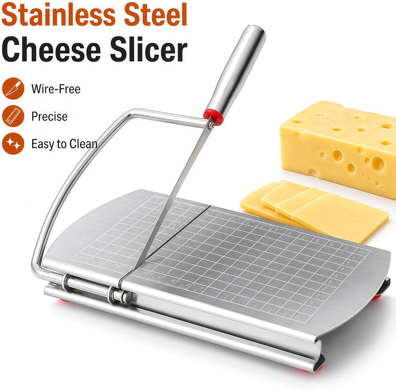 Stainless Steel Cheese Slicer Board with Grid Markings
