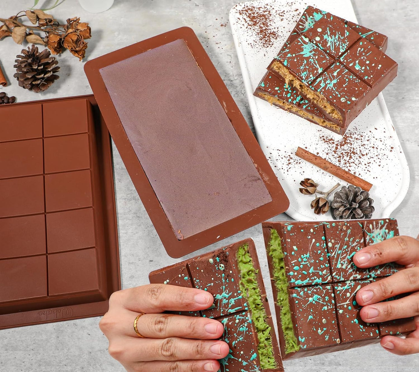 1 Inch Deep Large and Thick Silicone Kunafa Chocolate Bar Mold