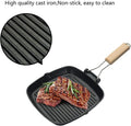 Non-Stick Square Grill Pan With Foldable Wooden Handle