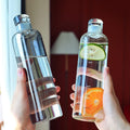Clear Glass Water Bottle with Time Marker Cover Techmanistan