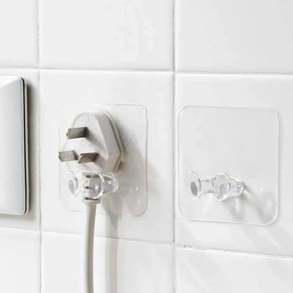 Pack of 20 - Strong Adhesive Hook Power Plug Socket Holder Techmanistan