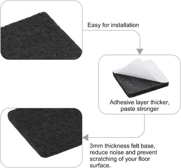 Pack of 24 - 3cm Sized Stick-On Self Adhesive Felt Pads