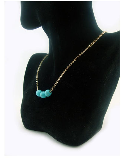 Natural Turquoise Bead Retro Necklace - For Women - Techmanistan