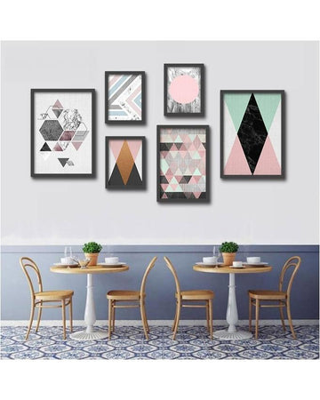 Set of 6 - Photo Frames Collage Wall Hanging Wall Decor Set - Black My Store