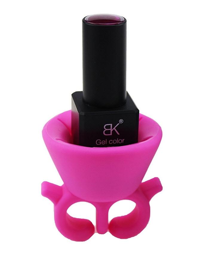 Wearable Soft Silicone Nail Polish Holder - Pink