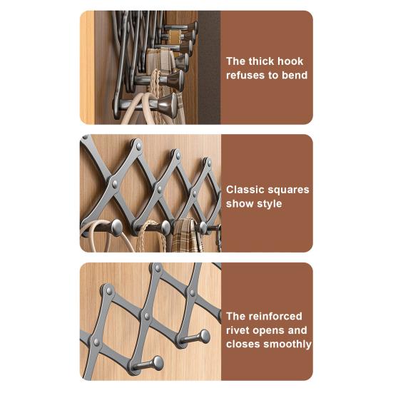 Retractable Over The Door Hook Organizer Rack