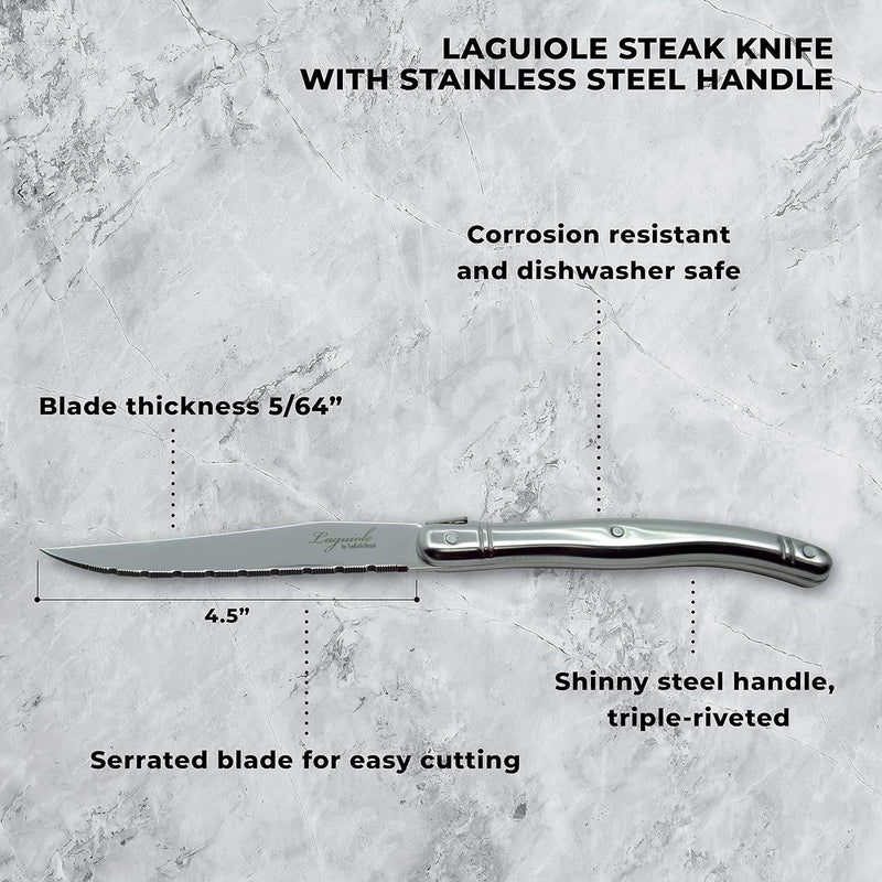 Stainless Steel Serrated Blade Steak Knife – Laguiole Style