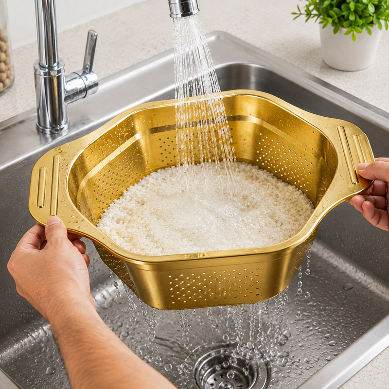 Hexagon Shape Stainless Steel Colander Strainer