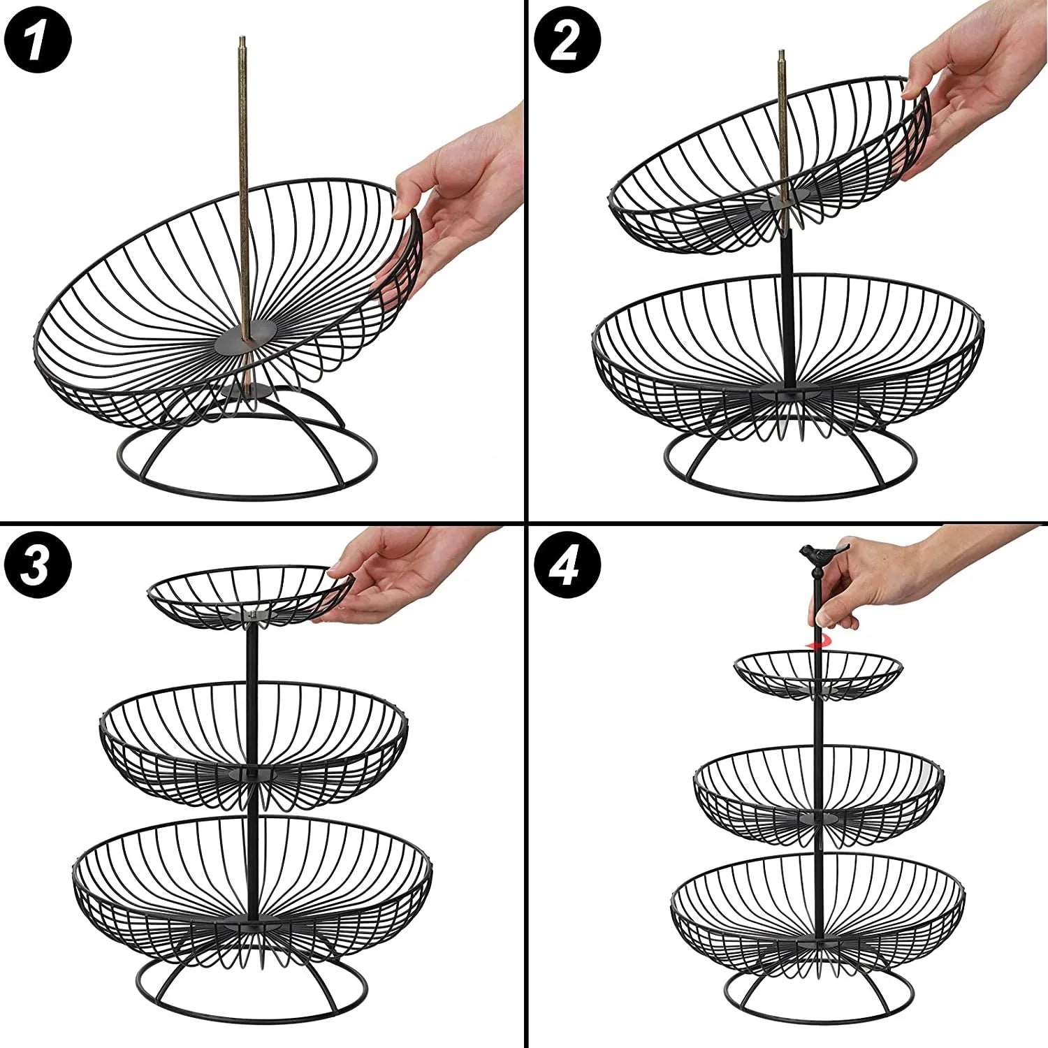 3 Tier Wire Round Fruits Basket