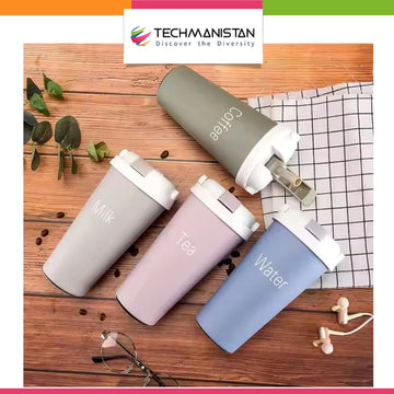 400ml Insulated Stainless Steel Tumbler with Straw and Lids