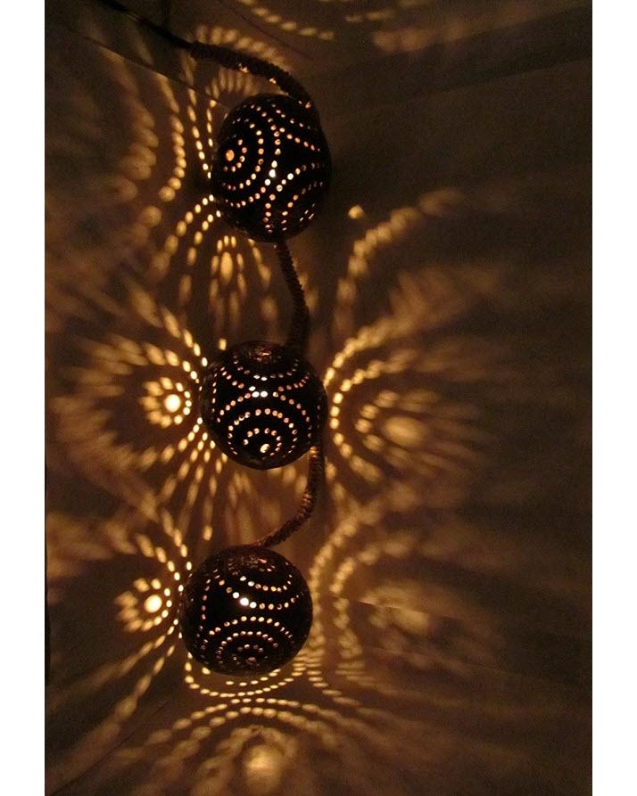 Set of 3 Globes - Natural Thai Coconut Shell Light My Store