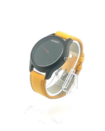 Leather Analog Watch for Men - Yellow My Store