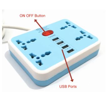 Universal Sockets Charging Extension Wired Cord With 4 USB Ports