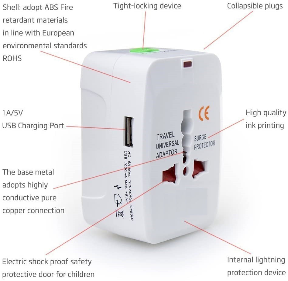 Universal Worldwide Travel Wall Charger Adapter AC Power AU UK US EU Conversion Plug