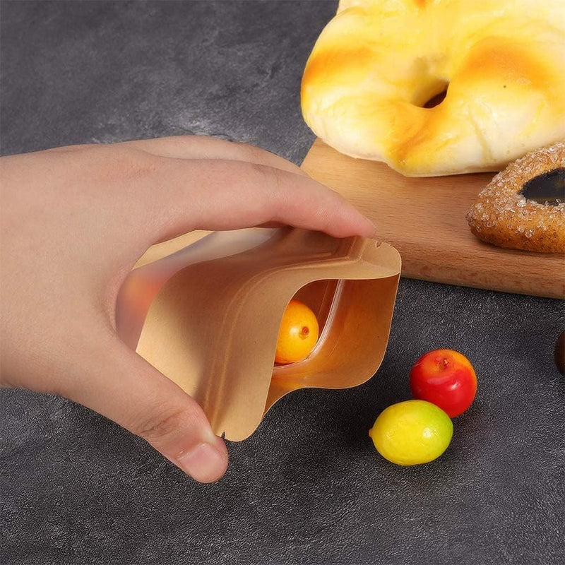 Pack of 10 - Kraft Paper Standup Self Sealing Zipper Pouch Techmanistan
