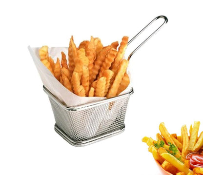 Stainless Steel Mini Square Fry Basket French Fries Holder, Fried Food Table Serving - Techmanistan