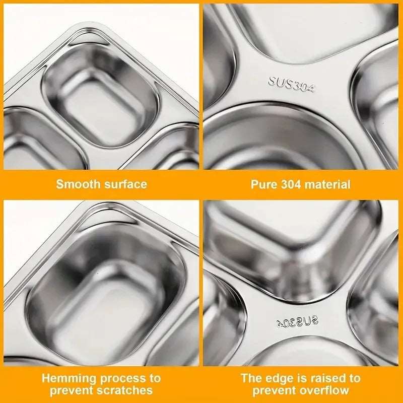 4 Compartments Stainless Steel Thali Plate