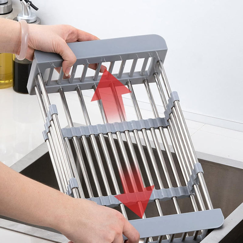 Retractable Stainless Steel Dish Drainer – Adjustable Over Sink Drying Rack