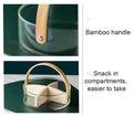 2200ml Nordic Style Glass Basket with Wooden Handle & Divider