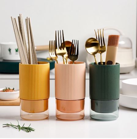 Self Draining Ceramic Chopsticks Cutlery Holder Techmanistan
