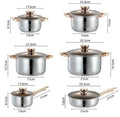 12-Piece Classic Stainless Steel Golden Handles Cookware Set