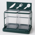 2-Compartment Cutlery Holder with Drain Tray