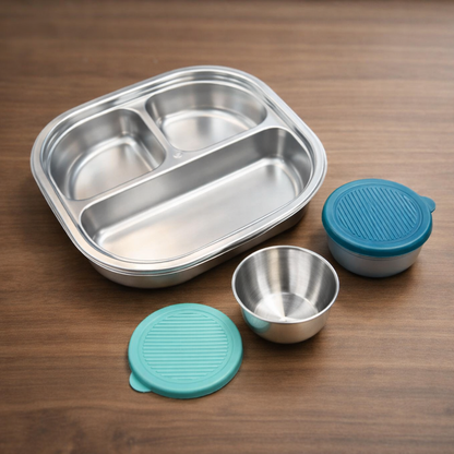 3 Compartment Lunch Box + 2 Condiment Cups