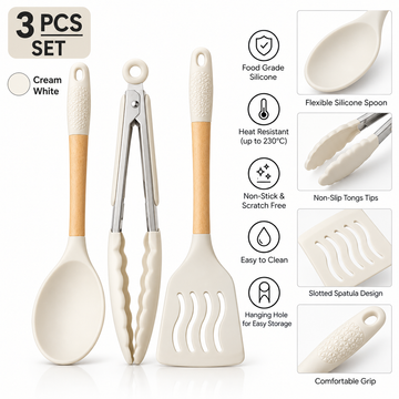 3-Piece Silicone Cooking & Baking Utensil Set