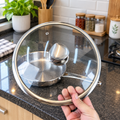 28cm Fish Coating Stainless Steel Fry Pan with Glass Lid