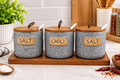 3-Piece Kitchen Spice Jar Set with Wooden Lids & Tray