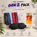 Ultimate Gen Z Pack – 6 Printed Bandanas + 3D Blindfold + Glass Tumbler