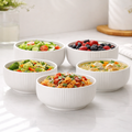 Large Ribbed Serving Bowl - 6 Inch White