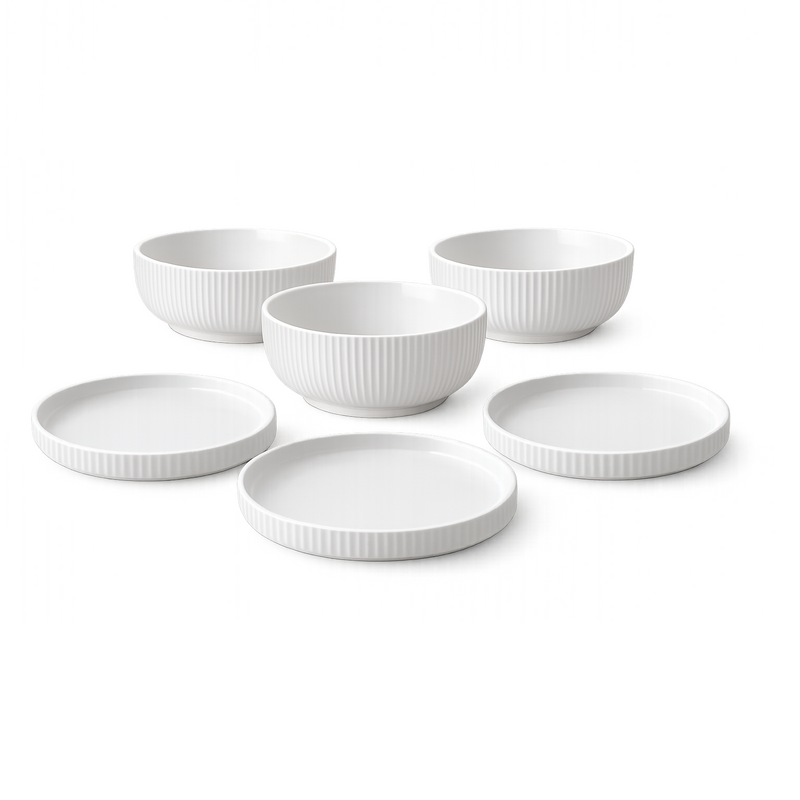 White Ceramic Plate & Bowl Set – 6 & 12 Piece