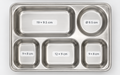 5 Compartments Stainless Steel Plate