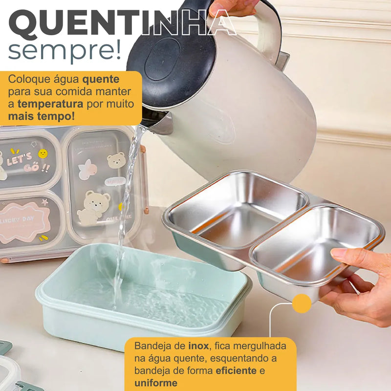 2 Compartment Insulated Lunch Box with Lid