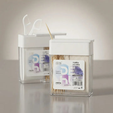 2 in 1 Toothpick and Dental Floss Pick Box – 100 Toothpicks + 30 Flossers