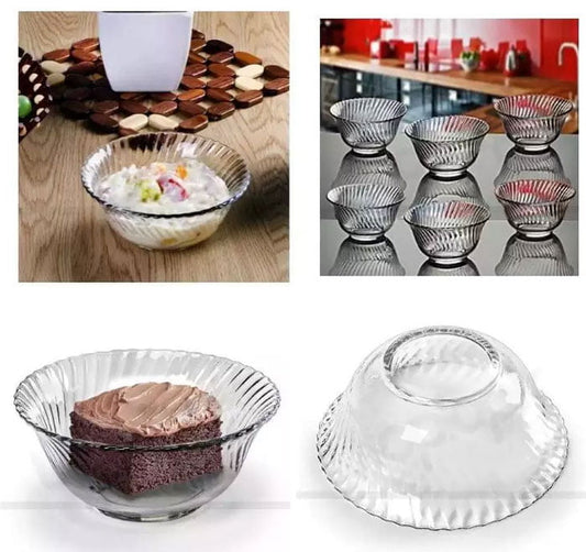 Set of 6 Diamond Fruit Bowls Clear Glass Dessert Bowl