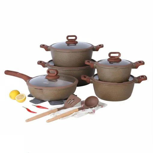 Set of 15 - Aluminium Alloy Non-Stick Cookware Set