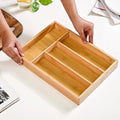 Bamboo Cutlery Drawer Organizer | Bamboo Cutlery Tray With 4 Slots