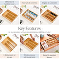 Bamboo Cutlery Drawer Organizer | Bamboo Cutlery Tray With 4 Slots