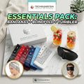 Ultimate Gen Z Pack – 6 Printed Bandanas + 3D Blindfold + Glass Tumbler