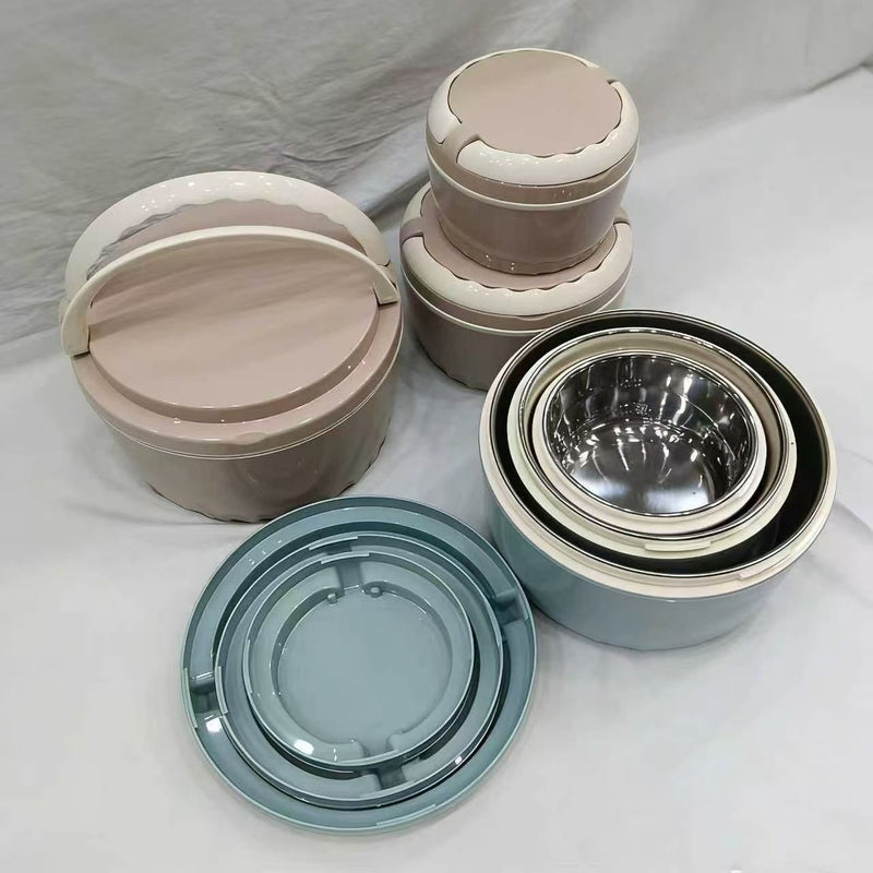 3PC Stainless Steel Interior Insulated Luxury Food Warmer Set