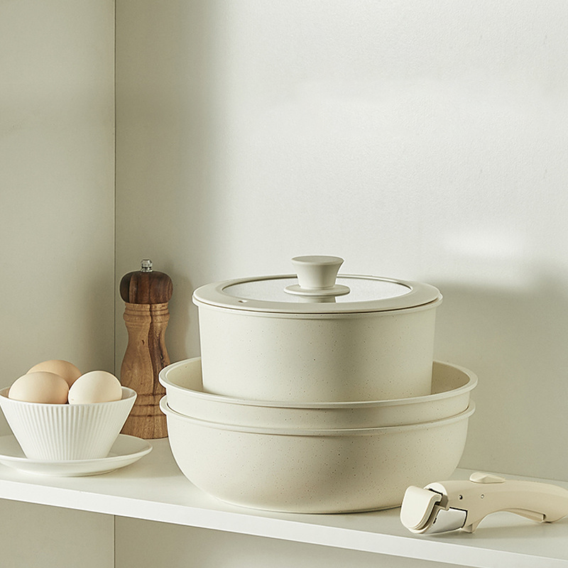 11-Piece Non-Stick Maifan Stone Cookware Set with Detachable Handle