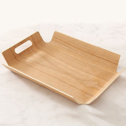 Curved Wooden Serving Tray with Handles