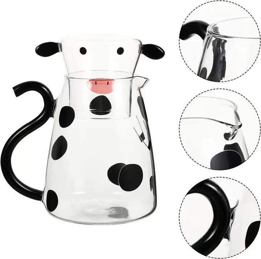 550ml Cow Glass Carafe Pitcher with Glass Mug